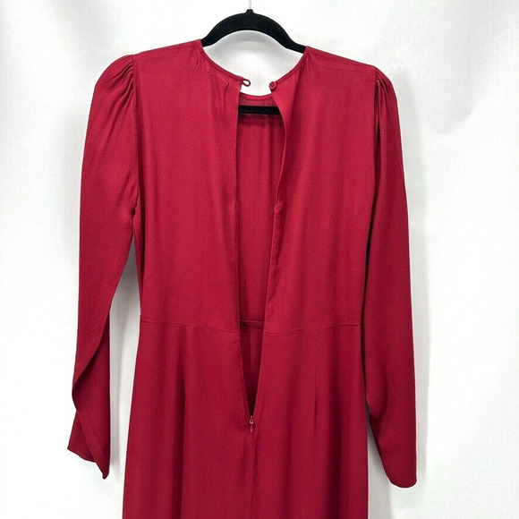 Reformation Celeste Dress Womens 4 Sheath Tulip Slit Midi Red Draped Glam City - Picture 9 of 12